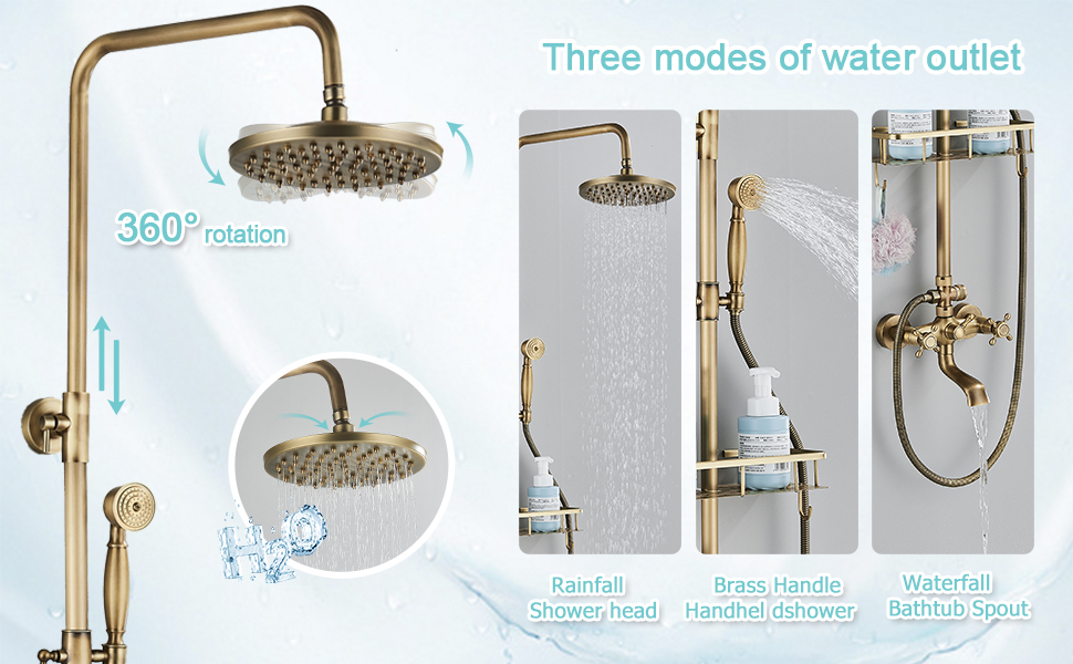 Antique Brass Shower Faucet Set