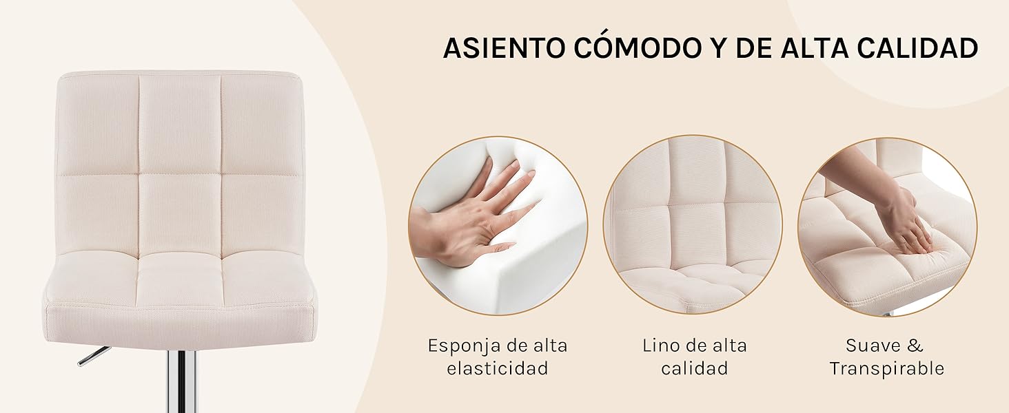 de color beige con estampado acolchado, que presenta una comodidad elástica, un forro de alta calidad y características de textura suave