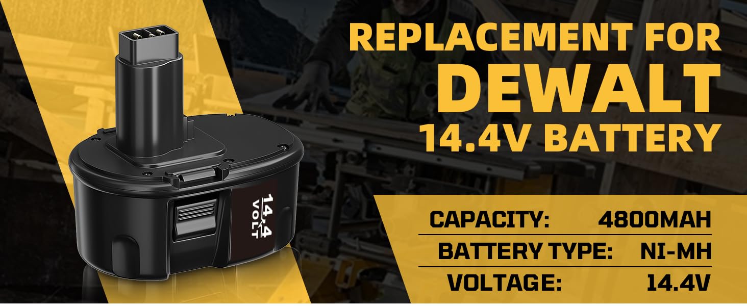 Replacement for Dewalt 14.4V Battery