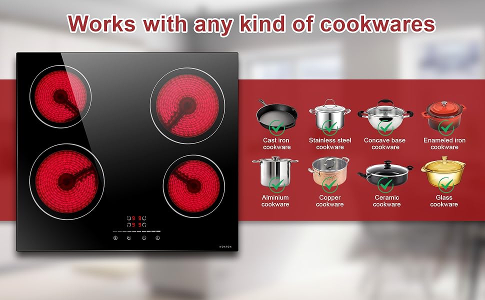 Noxton cerankochfeld works with any cookware