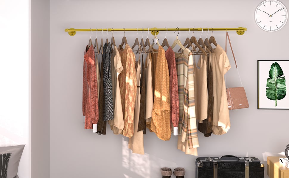 Appendiabiti per Tubo Industriale, Barra Appendiabiti da Parete a Tubo