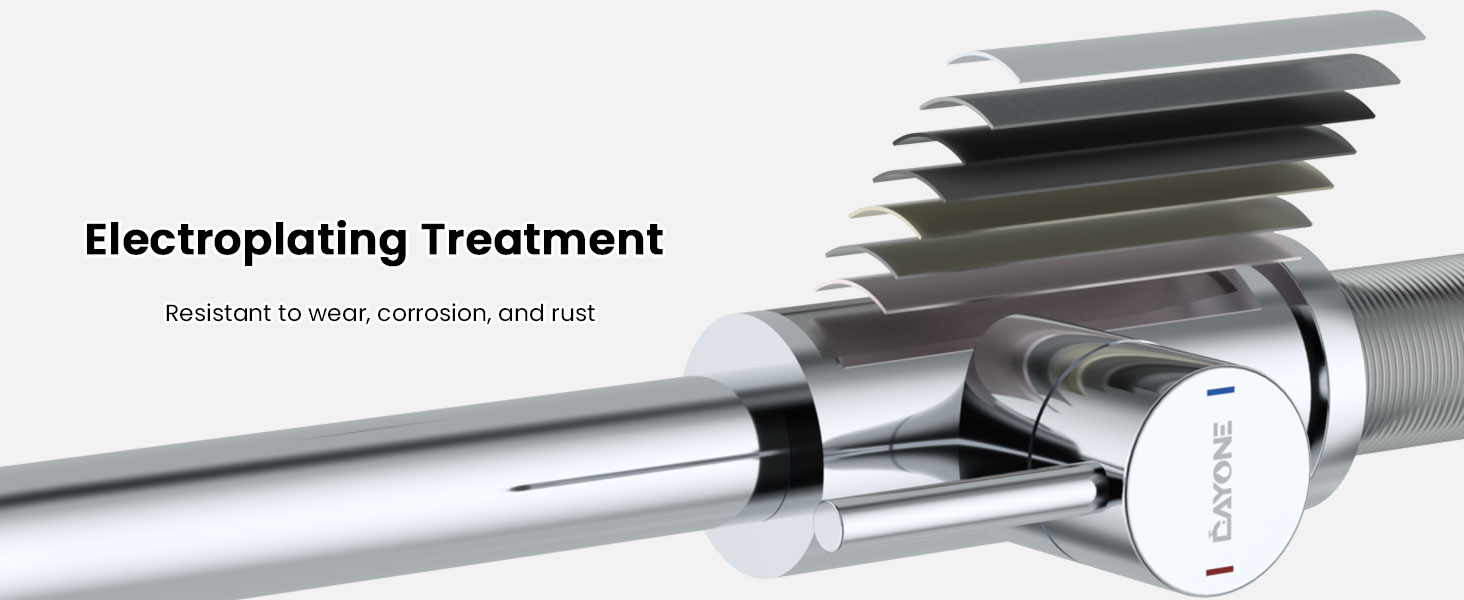 Text reads 'Electroplating Treatment'. Technical diagram showing layered metal components of what appears to be a mechanical device.