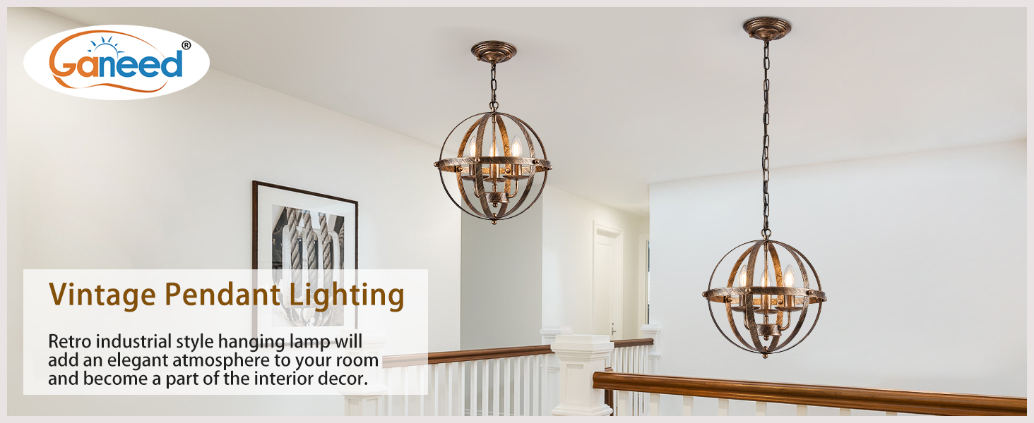 pendant ceiling light metal industrial retro rustic chandelier bronze