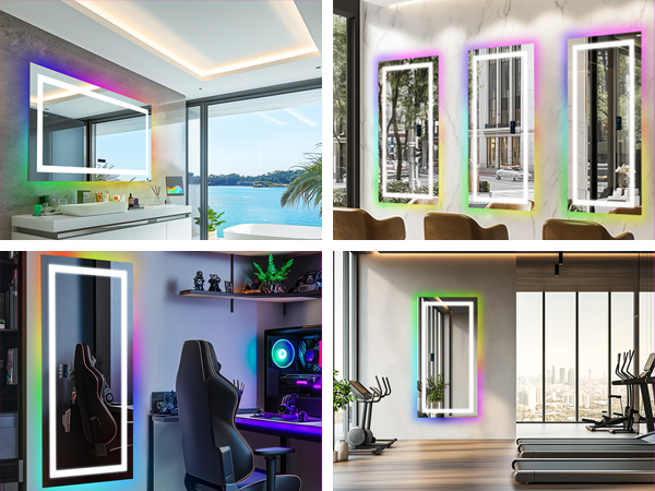 LUVODI Specchio RGB Digitale Bluetooth Bagno LED 120x60 cm Grande Specchio Musica Bagno con Led Luce
