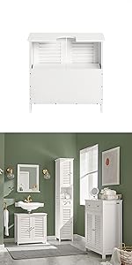 Cesto para Ropa Sucia Armario Multifuncional con 2 Cestos y 2 Cajones  78x38x90 cm Blanco BZR33-W SoBuy ES