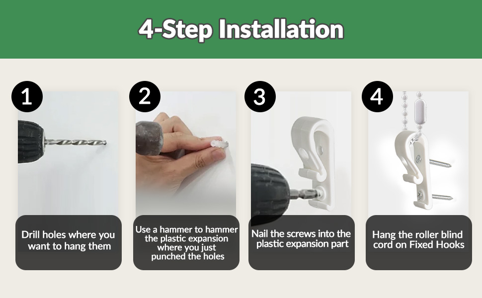 Text reads '4 Step Installation' with numbered instruction panels showing a step-by-step application or installation process in black and white icons.