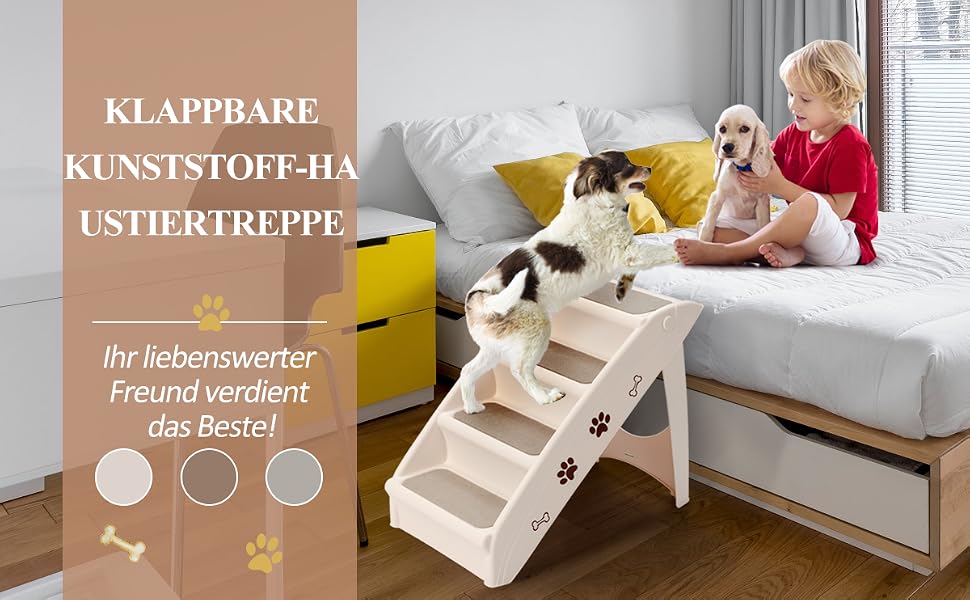 4-stufige Haustiertreppe mit Teppichboden