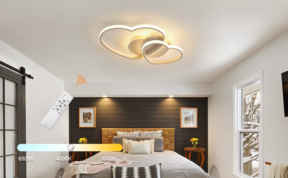 plafonnier led dimmable avec télécommande coeur