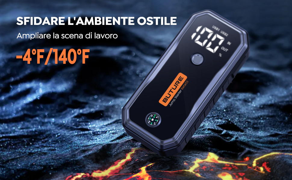 BuTure 5000A Booster Avviamento Auto 12V Avviatore Emergenza per Auto  (Motori a Gas o 10.0L Diesel) Starter Batteria Auto Portatile con Cavi  Batteria Auto Prolungsti, Grande Display, 160W CC, LED