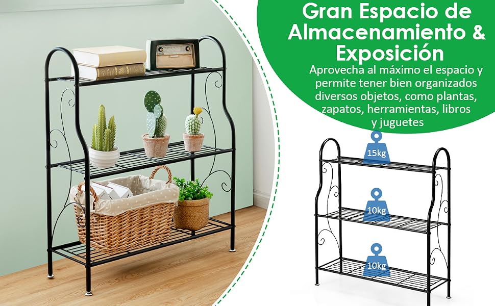 Soporte para Plantas de Metal de 3 Niveles