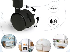 Ruedas extraíbles universales para cambiadores de bebés.
