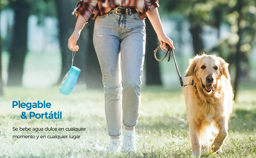 botella de agua para perro