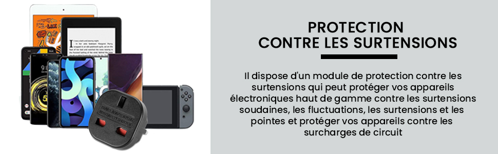 Adaptador de viaje con enchufe de Reino Unido a Francia