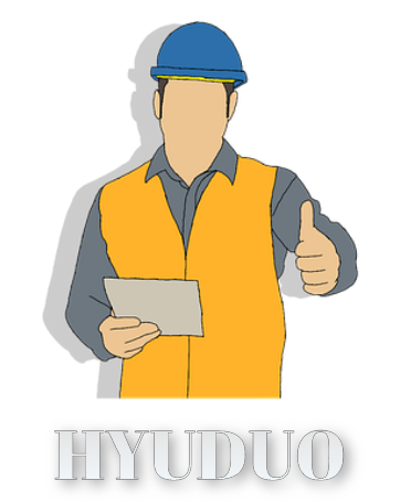 a man in a hard hat shows a thumbs up