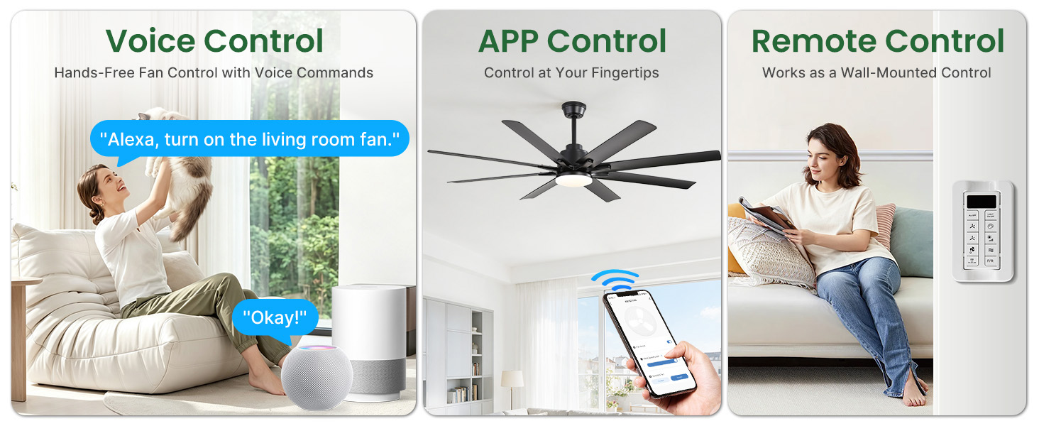 52 inch smart ceiling fans with light