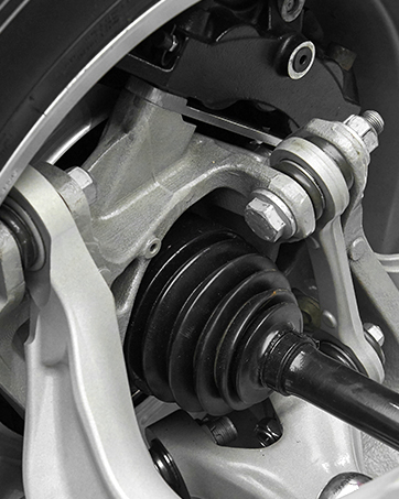 a close up of a car suspension