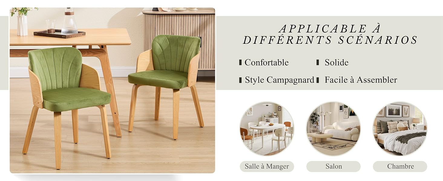 chaise velours vert