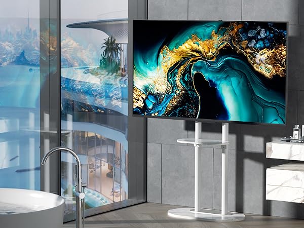 UNHO Supporto TV da Pavimento Bianco per 40-75 Pollici 