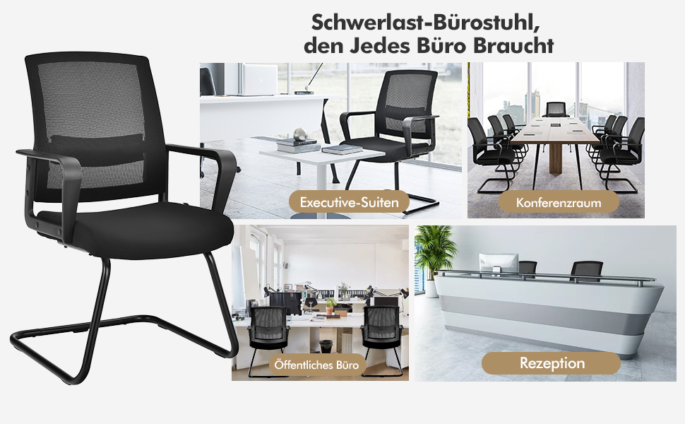 Bürostuhl mit Rückenlehne Konferenzstuhl Computerstuhl Schreibtischstuhl für Büro Arbeitszimmer