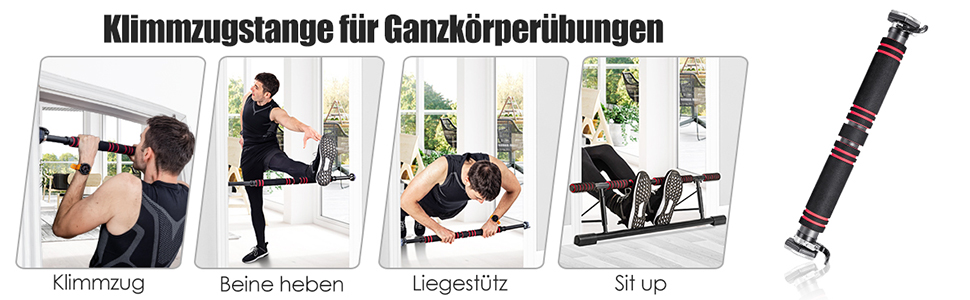 Zugstange für Türrahmen, Klimmzugstange für Türrahmen, Klimmzug-Trainer, Multi-Griff Klimmzugstange