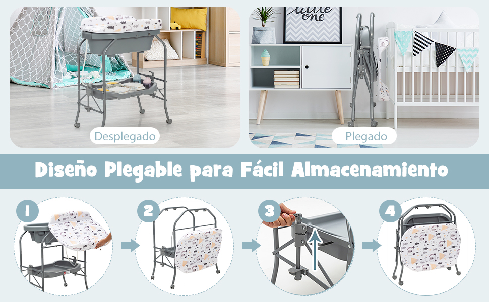 2 en 1 Cambiador de Bebés con Bañera