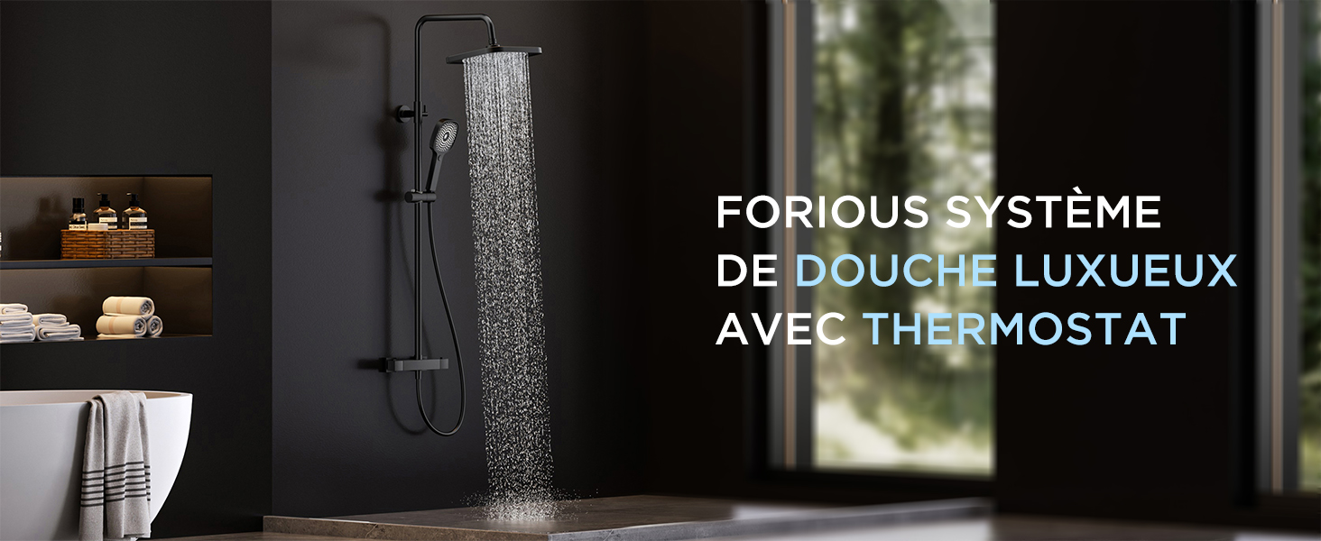 colonne de douche noir thermostatique