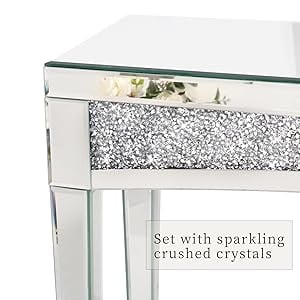 Artloge Consolle Tavolo ingresso a Specchio Vetro Argento Diamante
