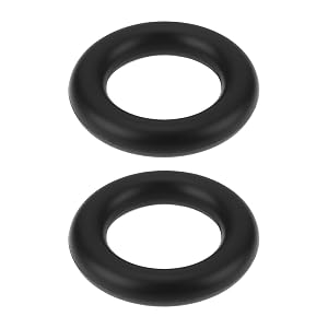 Two black rubber O-rings or circular gaskets shown against white background.