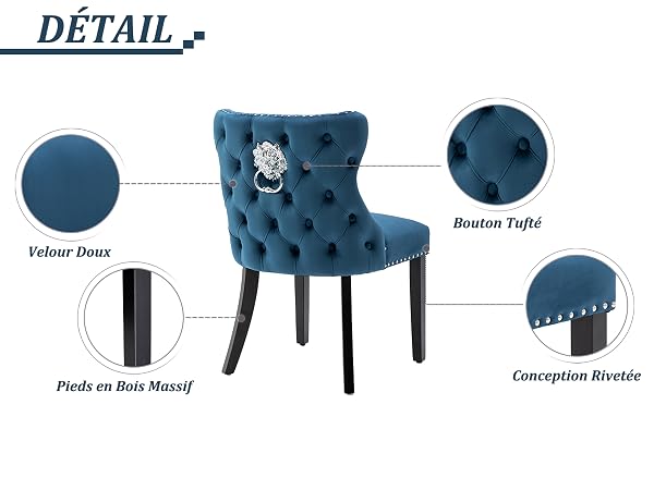 chaise velours bleu