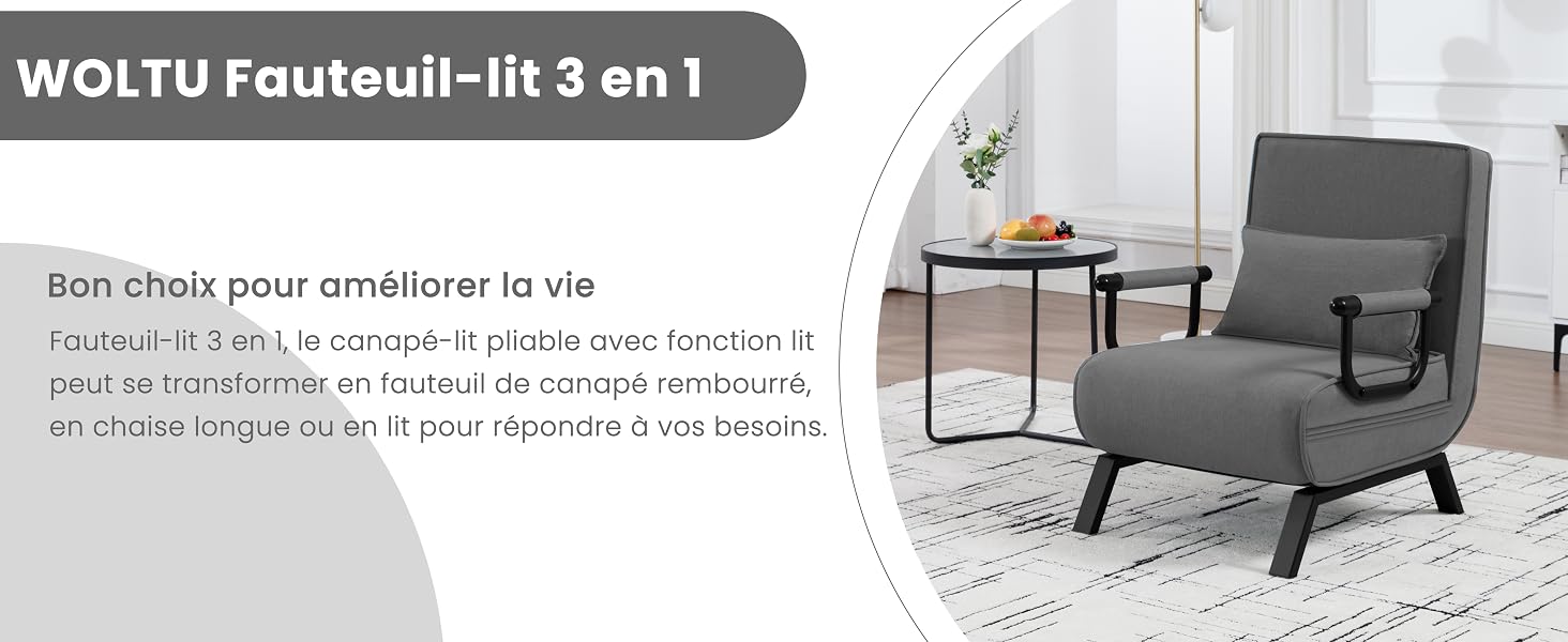 Canapé Lit Convertible 3 en 1