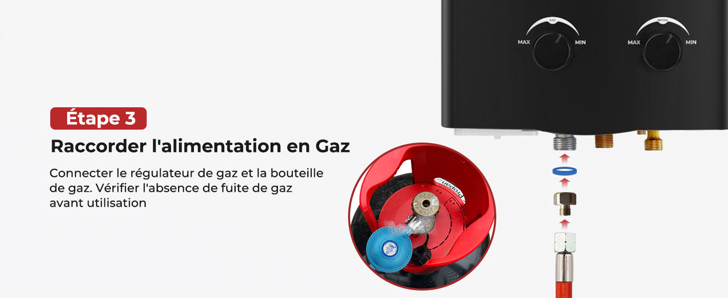 Étape 4 : Connecter l'alimentation en gaz