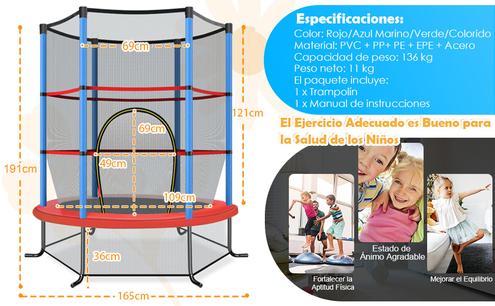  Cama Elastica Infantil Ø 165cm