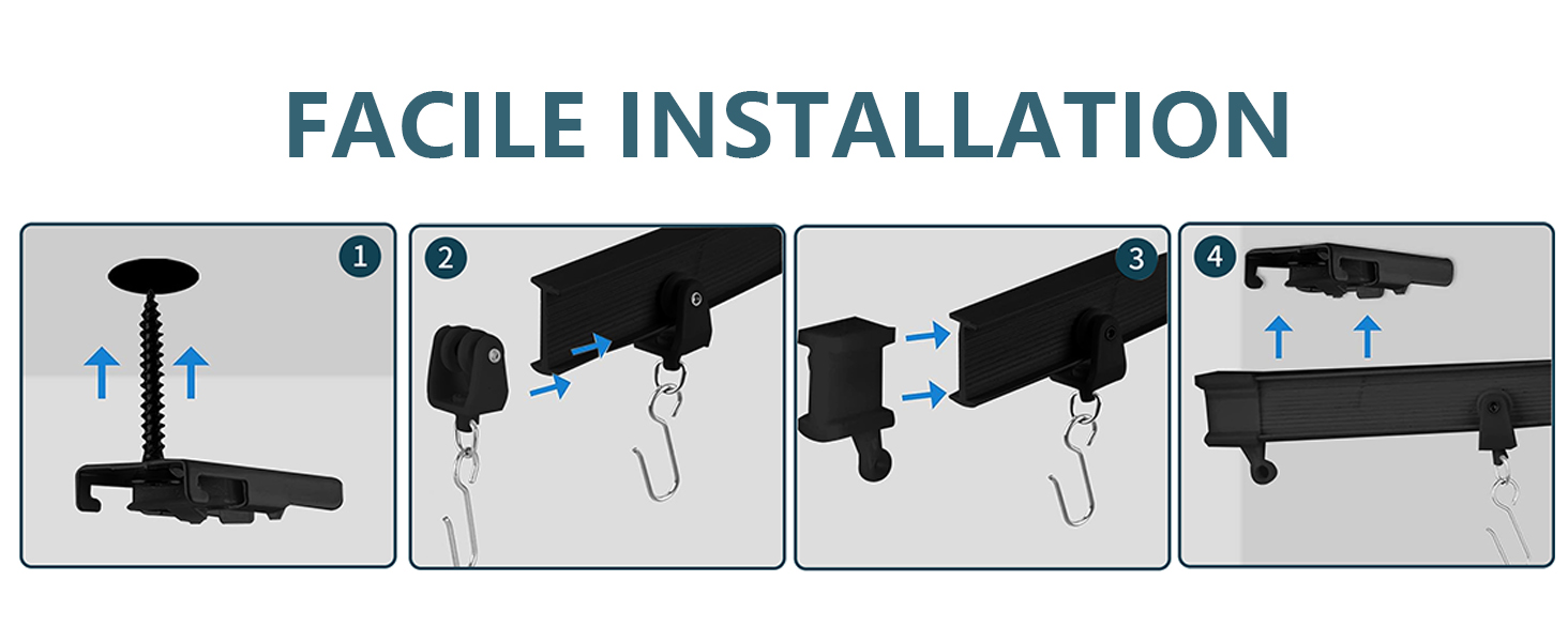 Guía de instalación de cuatro pasos para una unidad de pared, que muestra la perforación, la inserción de anclajes, la fijación del soporte y el deslizamiento de la 