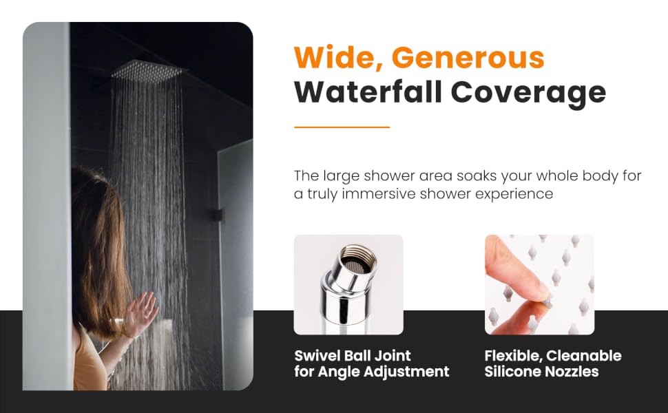 Le pommeau de douche Livorest offre une couverture large et généreuse en cascade