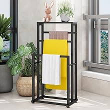  Freestanding Towel Rack for Bathroom, 3 Tier Metal Blanket Ladder Holder