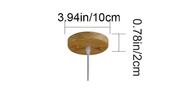 Technisches Diagramm mit den Abmessungen: „3,94 Zoll/10 cm“ Breite und „0,8 Zoll/2 cm“ Höhe für ein rundes Holzbauteil.