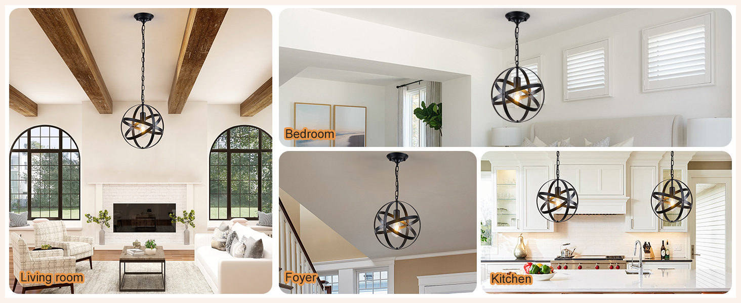 Pendant Light Industrial Farmhouse Chandelier black