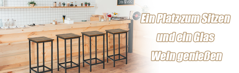 Hocker, barhocker 4er set, barhocker braun, barstuhl 4er set, Esszimmerstuhl