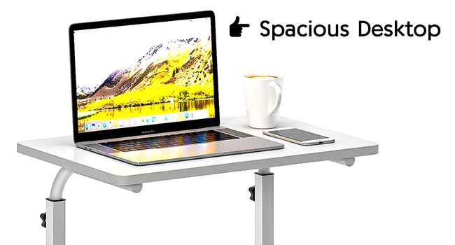 Adjustable Height Mobile Computer Desk for Small Space Rolling Writing with Wheels
