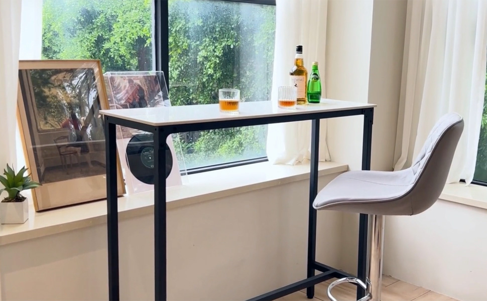 WOLTU Tavolo Da Bar Alto Quadrato - Stile Industriale, Piedini Regolabili, Piano Resistente, 60x60cm - Foto 8