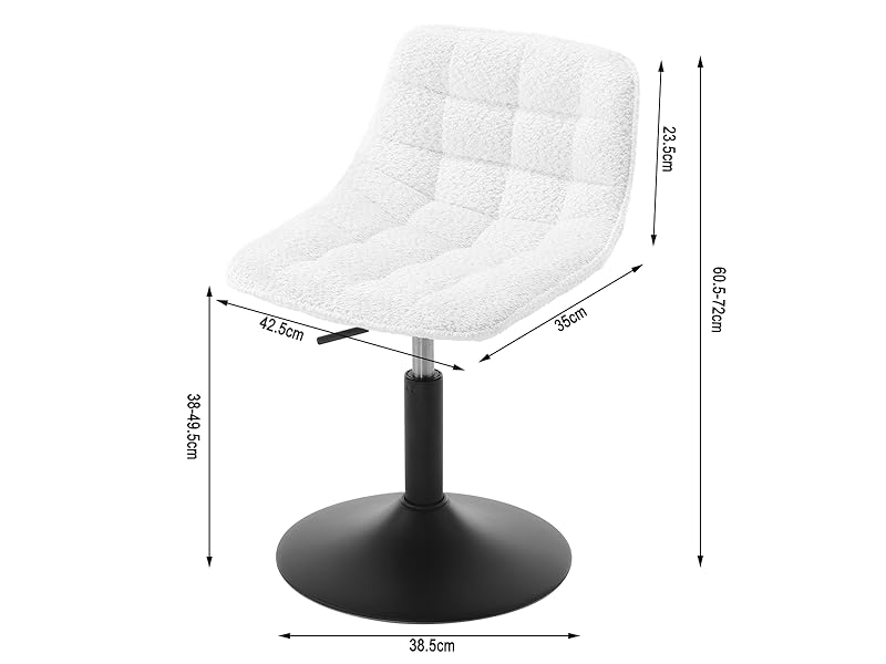 WOLTU Taburete Tocador, Silla Escritorio Ergonomica, Taburete con Respaldo, Altura Ajustable