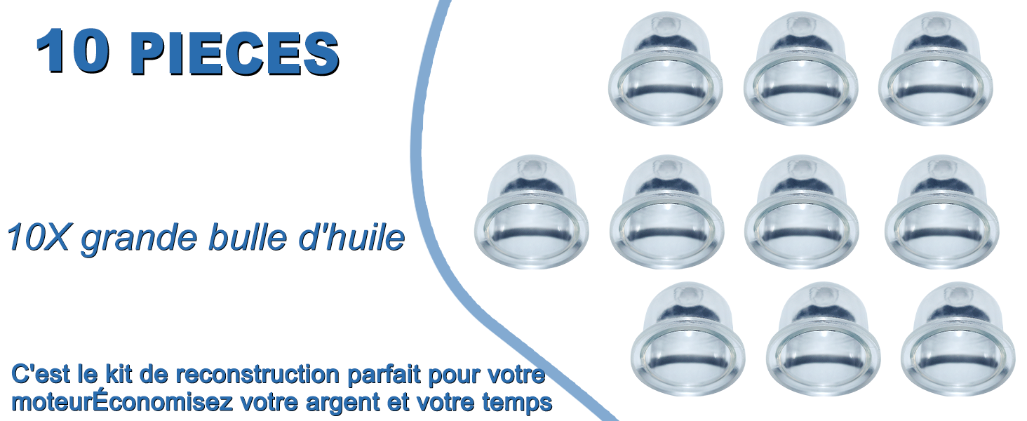 Lot De 10 Pompes D'amorce Pour Débroussailleuse STIHL - Compatible FS38, FS40, FS45, FS55, FS56, FS80, FS85, FS130 - Diamètre 22 Mm - En Caoutchouc Transparent