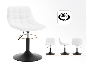 WOLTU Taburete Tocador, Silla Escritorio Ergonomica, Taburete con Respaldo, Altura Ajustable