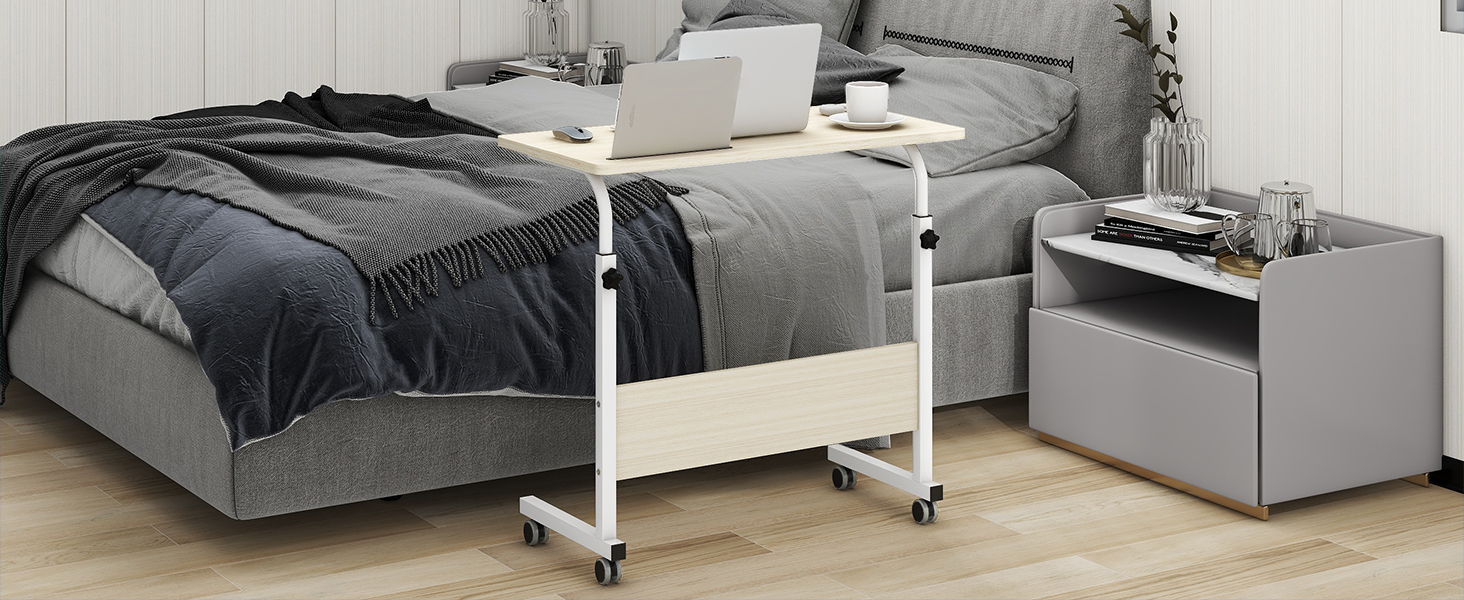 small adjustable desk, portable computer stand with wheels, Mobile Standing Desk Adjustable Height