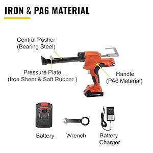 VEVOR Pistolet A Cartouche 6500 N Pistolet A Mastic Sans Fil Pistolet A Cartouche Mecanique 300 ML En Fer Vitesse Controlable Pour Verres Ceramiques Produits Sanitaires Appareils Electriques Toilette 19 PISTOLET POUR CARTOUCHE DE SCELLEMENT