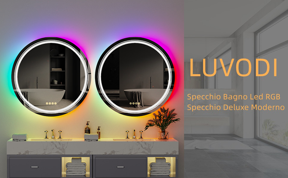 Specchio da bagno con Led Luce RGB