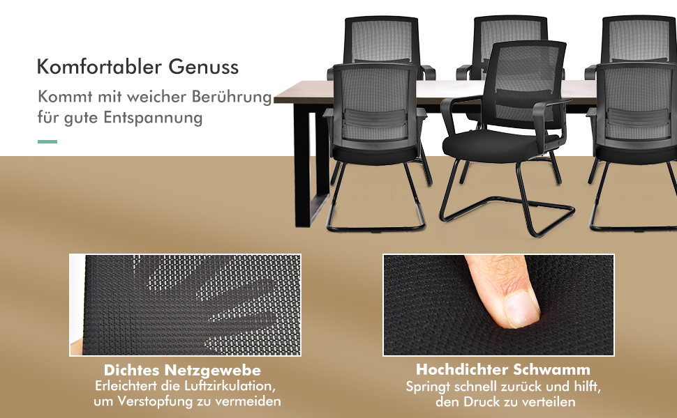 Bürostuhl mit Rückenlehne Konferenzstuhl Computerstuhl Schreibtischstuhl für Büro Arbeitszimmer