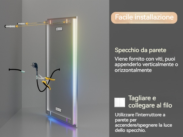 LUVODI Specchio Digitale Bluetooth Bagno LED Specchio Smart Musica Luce Parete Retroilluminato Touch