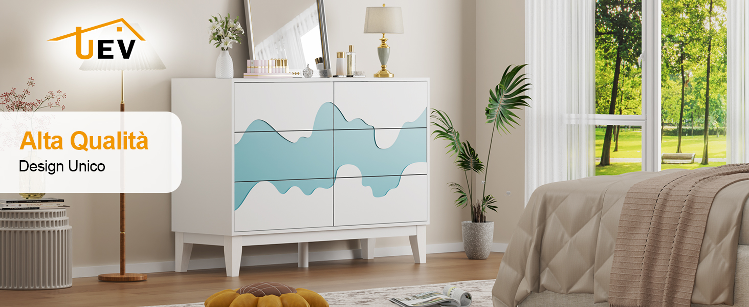 credenza a 6 cassetti di design unico