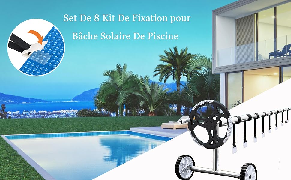 Set De 8 Kit De Fixation pour Bâche Solaire De Piscine